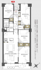 仙台市若林区若林、マンションの間取り画像です