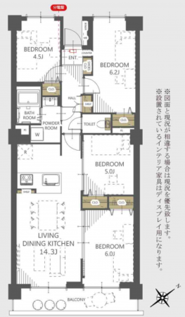 仙台市若林区若林、マンションの間取り画像です