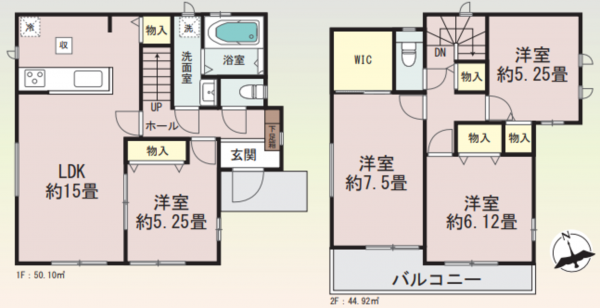 仙台市若林区大和町、新築一戸建ての間取り画像です