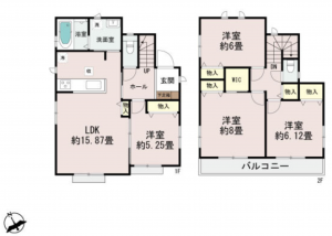 仙台市若林区若林、新築一戸建ての間取り画像です