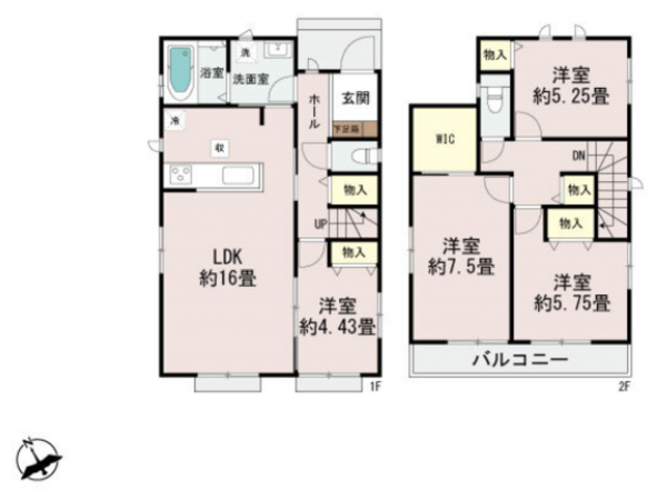 仙台市若林区若林、新築一戸建ての間取り画像です
