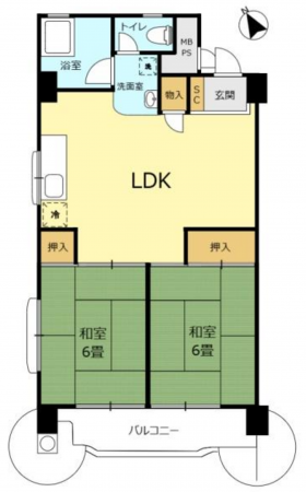 仙台市若林区土樋、マンションの間取り画像です
