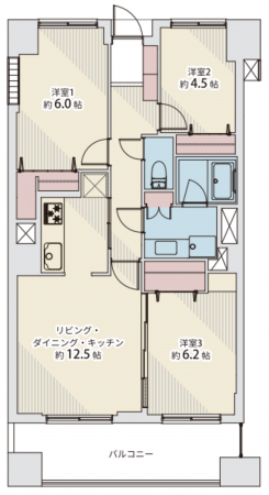 仙台市若林区大和町、マンションの間取り画像です