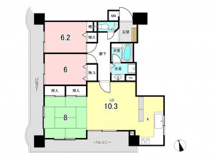 仙台市若林区荒町、収益物件/マンションの間取り画像です