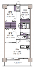 仙台市若林区蒲町東、マンションの間取り画像です