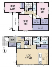 仙台市若林区表柴田町、新築一戸建ての間取り画像です