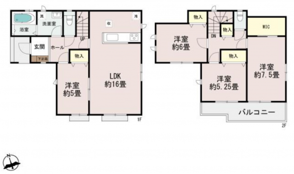 仙台市若林区若林、新築一戸建ての間取り画像です