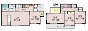 仙台市若林区上飯田、新築一戸建ての間取り画像です