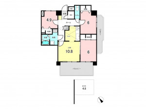 仙台市若林区河原町、マンションの間取り画像です