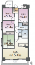 仙台市若林区蒲町東、マンションの間取り画像です