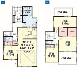 仙台市若林区沖野、新築一戸建ての間取り画像です