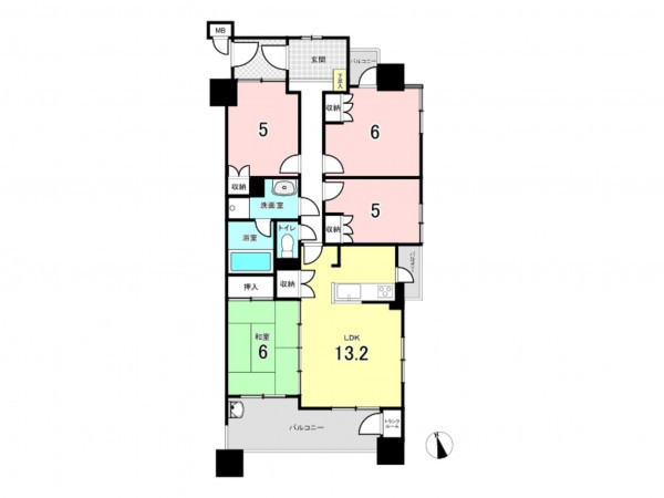 仙台市若林区伊在、マンションの間取り画像です