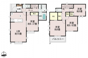 仙台市若林区大和町、新築一戸建ての間取り画像です