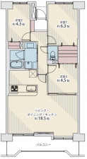 仙台市若林区大和町、マンションの間取り画像です