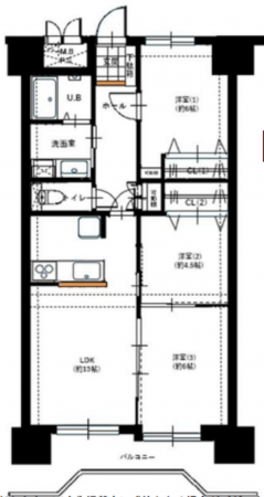 仙台市若林区大和町、マンションの間取り画像です