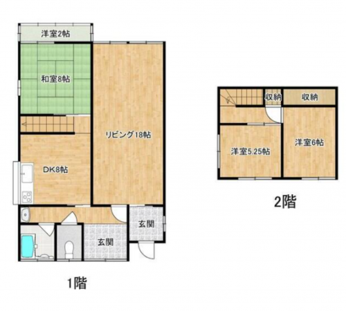 富山市上飯野、中古一戸建ての間取り画像です