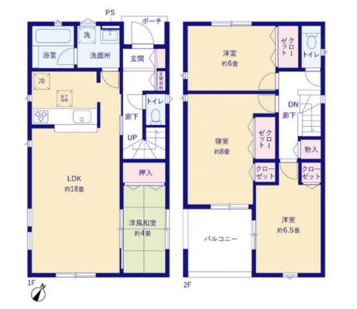 富山市東岩瀬村、新築一戸建ての間取り画像です