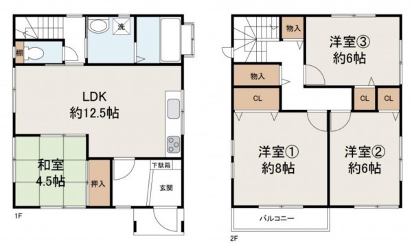 和泉市一条院町、中古一戸建ての間取り画像です