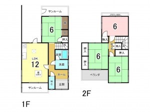 和泉市池上町、中古一戸建ての間取り画像です