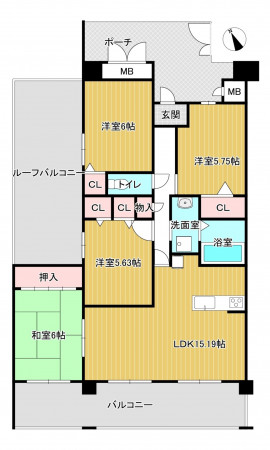 和泉市室堂町、マンションの間取り画像です