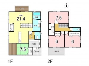 和泉市池上町、中古一戸建ての間取り画像です