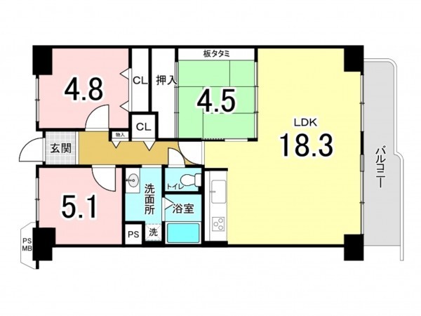 和泉市池田下町、マンションの間取り画像です