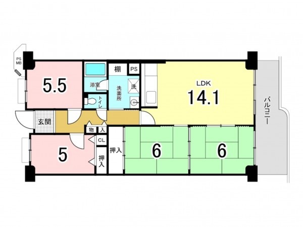 和泉市池田下町、マンションの間取り画像です