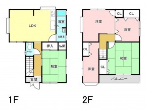 和泉市唐国町、中古一戸建ての間取り画像です