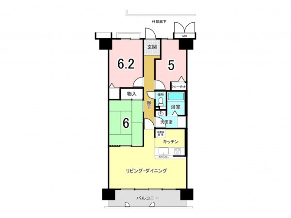 和泉市府中町、マンションの間取り画像です