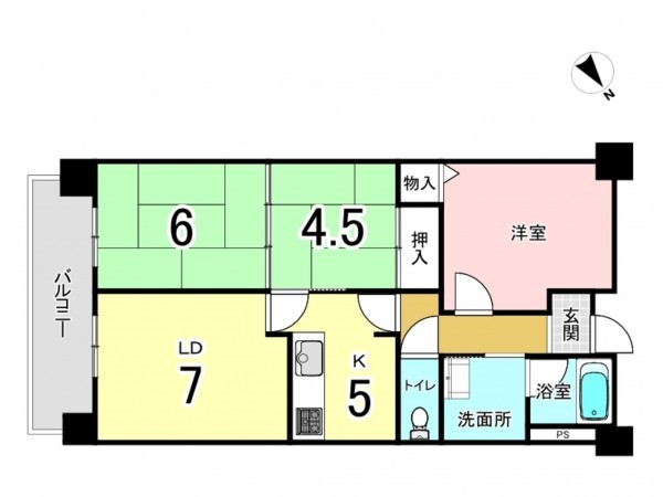 和泉市伏屋町、マンションの間取り画像です