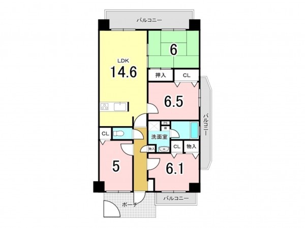 和泉市府中町、マンションの間取り画像です
