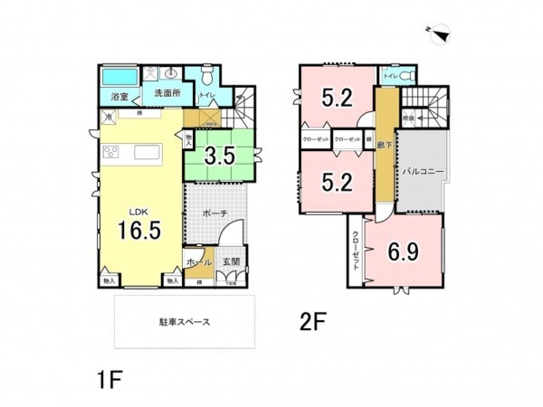 和泉市池田下町、中古一戸建ての間取り画像です