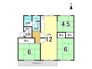 和泉市鶴山台、マンションの間取り画像です