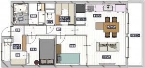 和泉市伏屋町、マンションの間取り画像です