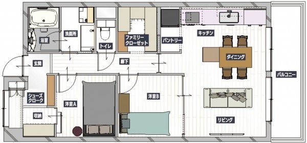 和泉市伏屋町、マンションの間取り画像です