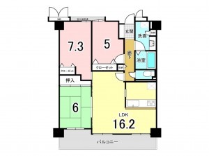 和泉市いぶき野、マンションの間取り画像です