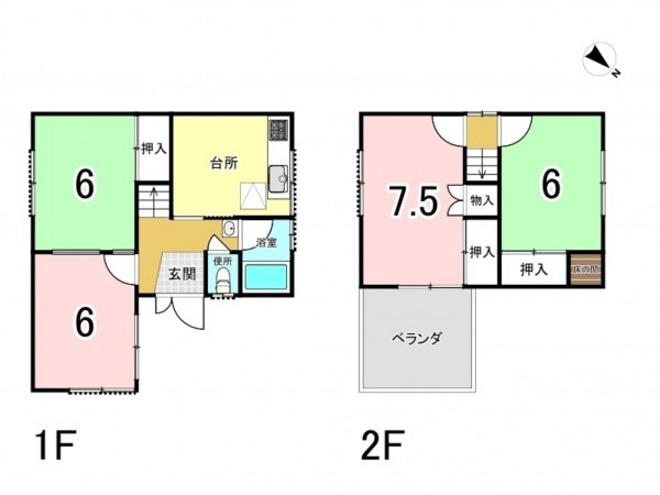 和泉市伯太町、中古一戸建ての間取り画像です