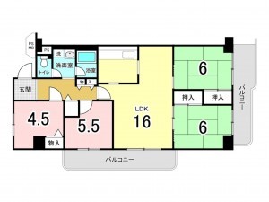 和泉市池田下町、マンションの間取り画像です