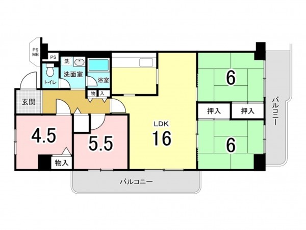 和泉市池田下町、マンションの間取り画像です