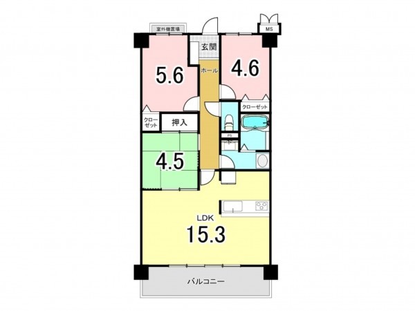 和泉市府中町、マンションの間取り画像です