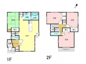 和泉市室堂町、中古一戸建ての間取り画像です