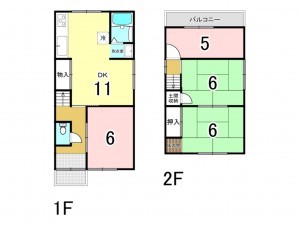 和泉市伯太町、中古一戸建ての間取り画像です