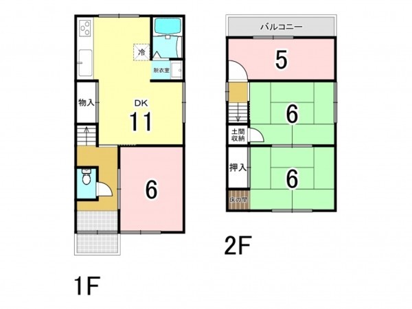 和泉市伯太町、中古一戸建ての間取り画像です