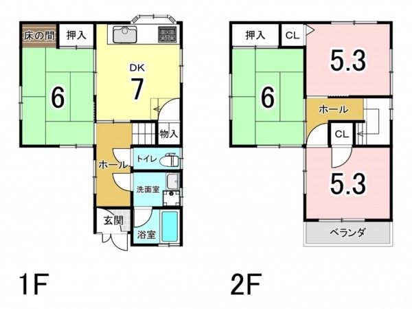 和泉市池田下町、中古一戸建ての間取り画像です