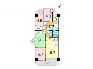 和泉市和気町、マンションの間取り画像です