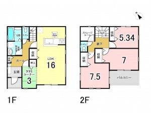 和泉市伯太町、新築一戸建ての間取り画像です