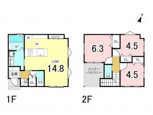 和泉市芦部町、新築一戸建ての間取り画像です
