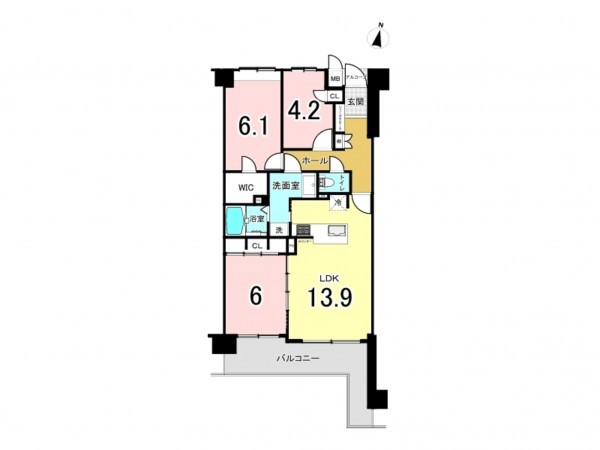 和泉市のぞみ野、マンションの間取り画像です