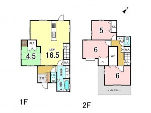 和泉市伯太町、中古一戸建ての間取り画像です