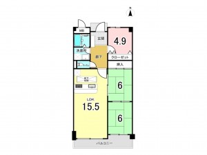 和泉市鶴山台、マンションの間取り画像です